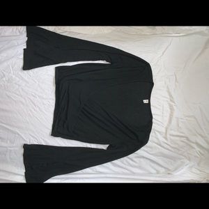 Black surplice long sleeve top